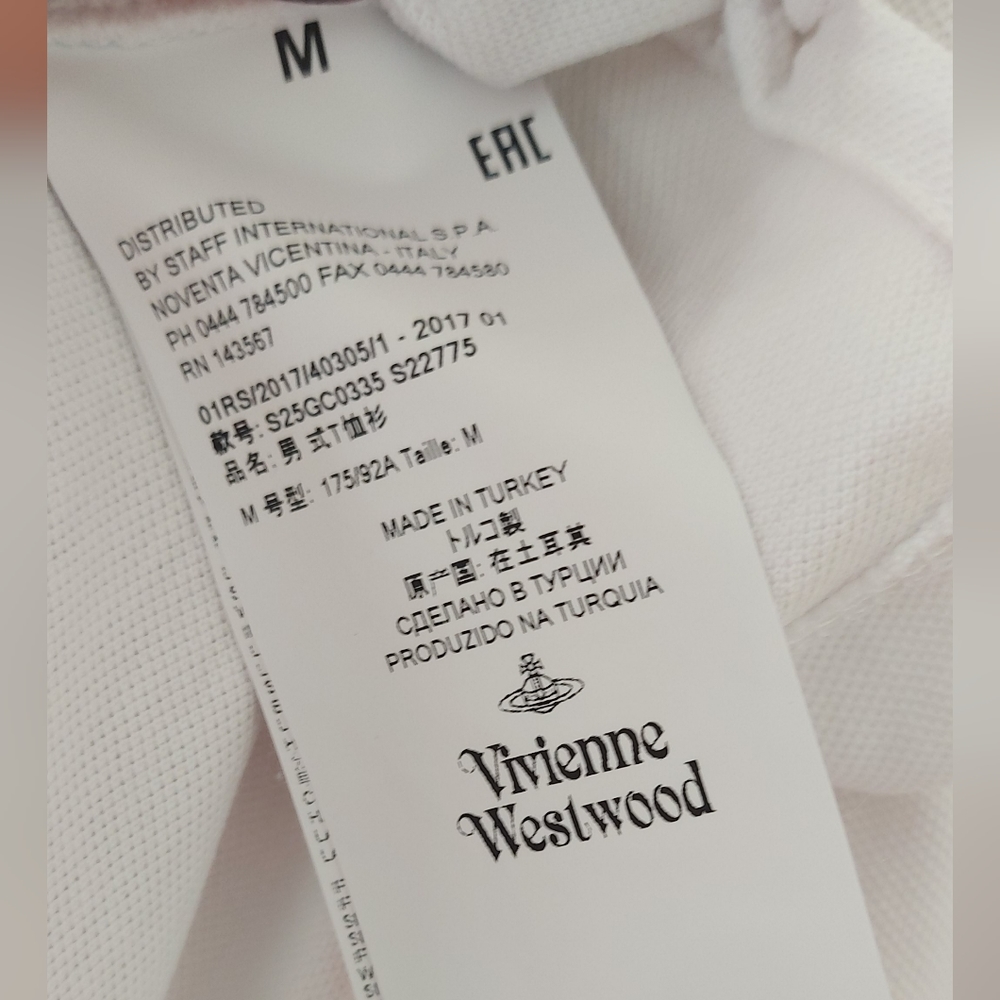 Vivienne Westwood White Size M Krall Polo Shirt Tipped Collar Embroidered Orb. - Picture 10 of 10